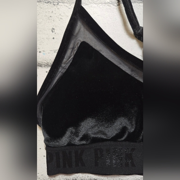 Pink Sport Victoria's Secret Black Velvet and Sheer Trim Push Up Bra - Picture 5 of 13